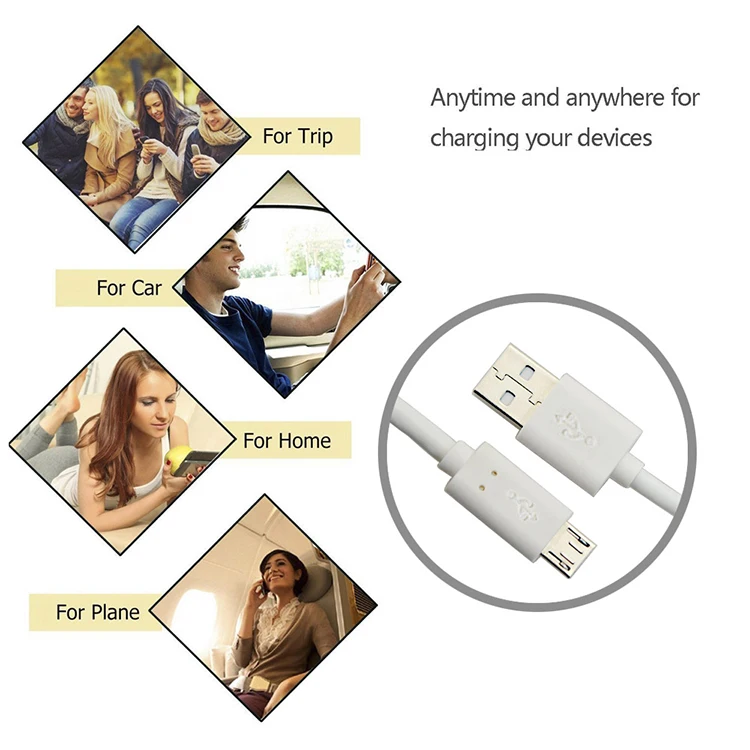 1.2M 2A TPE White Micro USB data charging cable for android smart phone