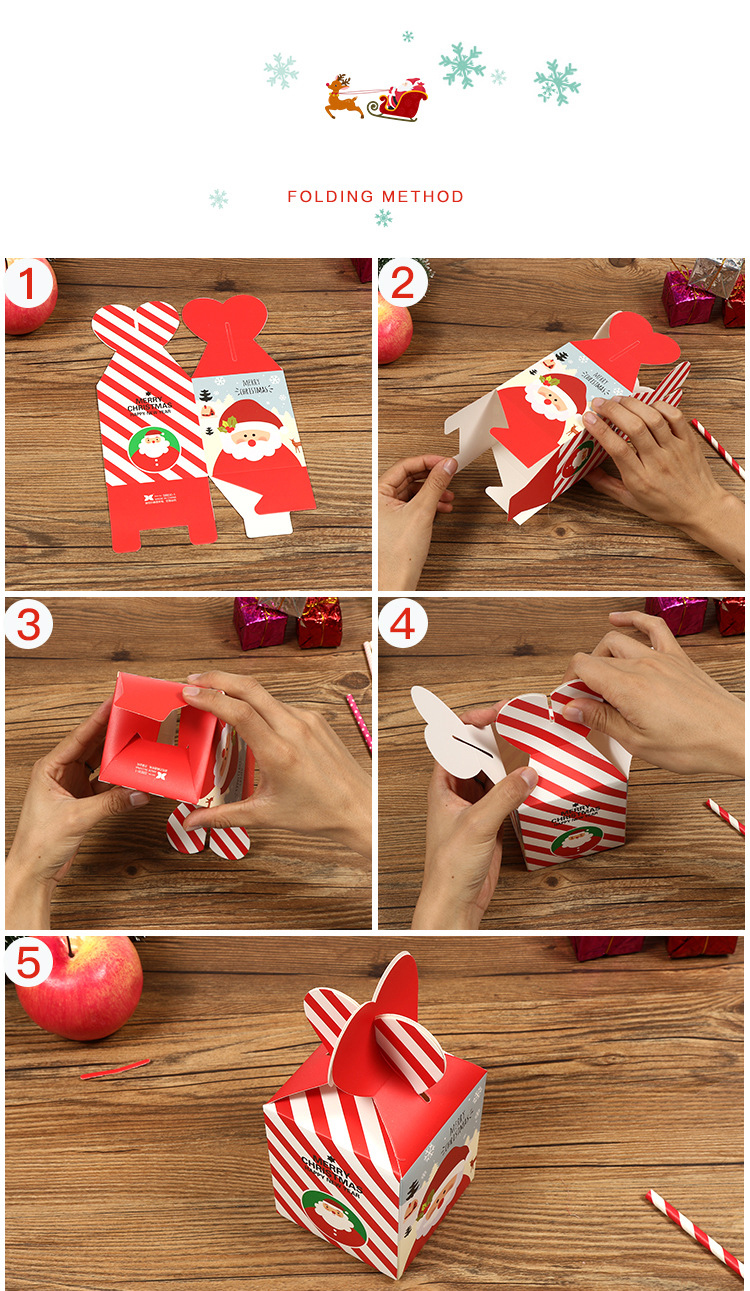 New Adorable Irregular Christmas Eve Apple Gift Box with Ribbon Handle