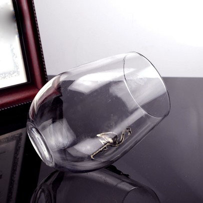 Wholesale Machine Blown Stemless Wine Whiskey Glass With Customized Metal logo