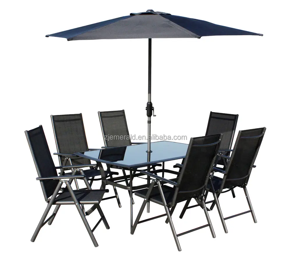 garden table and chairs with parasol