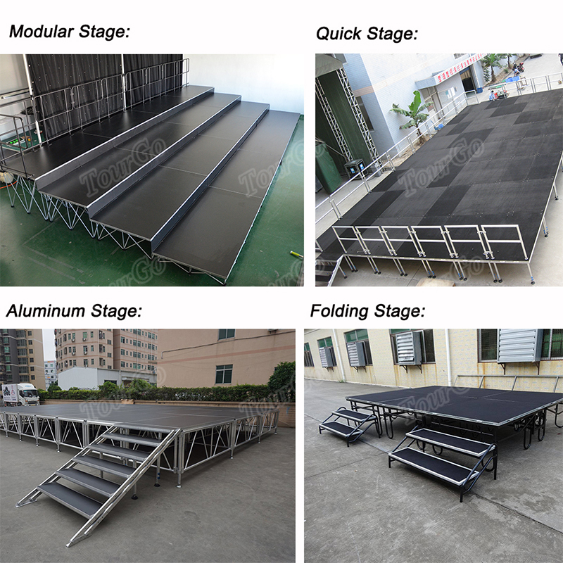 Show Equipment Indoor Outdoor Adjustable Aluminum Mobile Concert Event Roof Truss Staging Platform Portable Stage for Sale