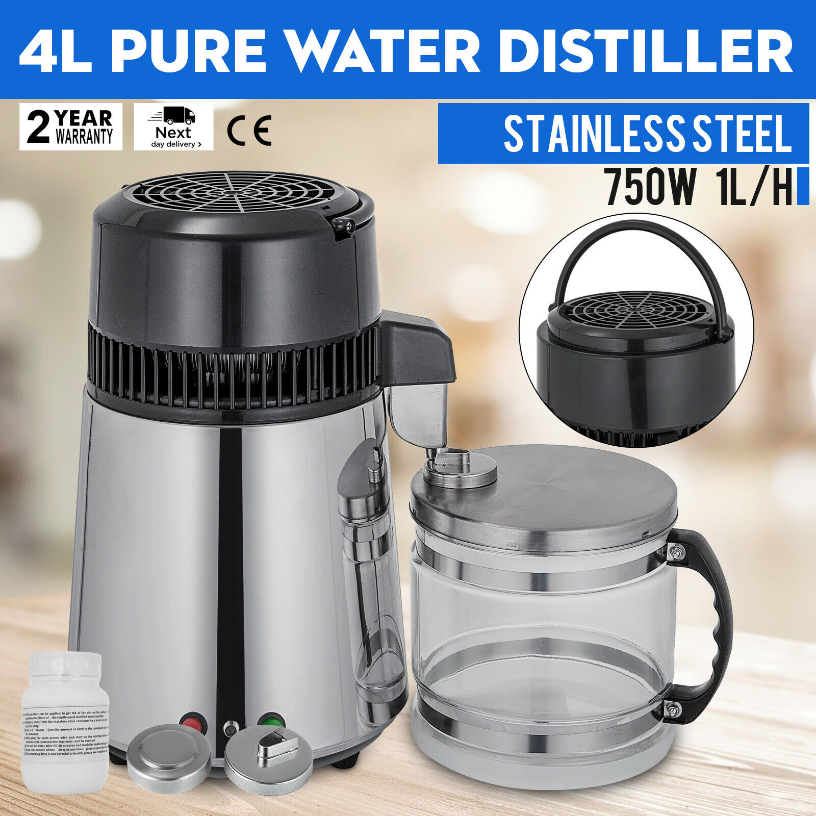 Máy chưng cất nước di động SC-3 Silver 1 gallon Phòng thí nghiệm Máy chưng cất nước nha khoa