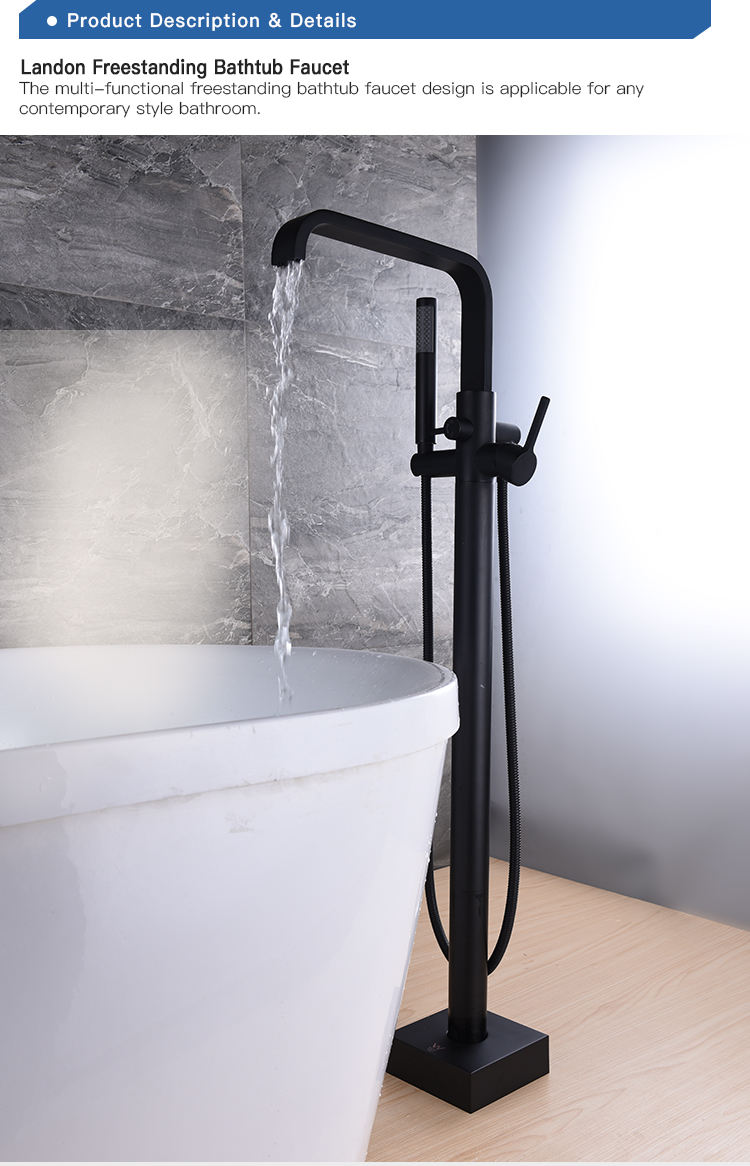 Freestanding Bathtub Faucet Black Floor Stand Bathtub Shower Faucets With Handheld Sprayer
