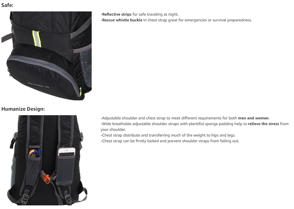 Sac &agrave; dos pliable ultra l&eacute;ger, petit sac &agrave; dos de voyage pliable r&eacute;sistant &agrave; l'eau de 25 L