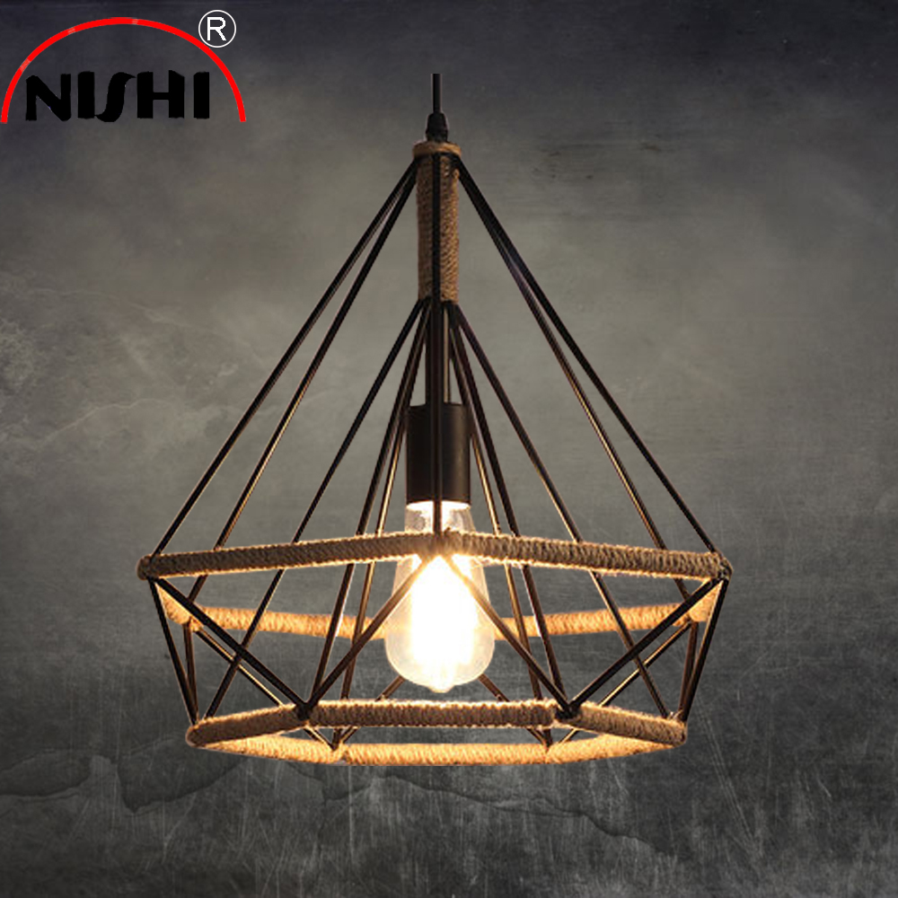 Industrial Ancient jute rope dinning suspended pendant lights lighting