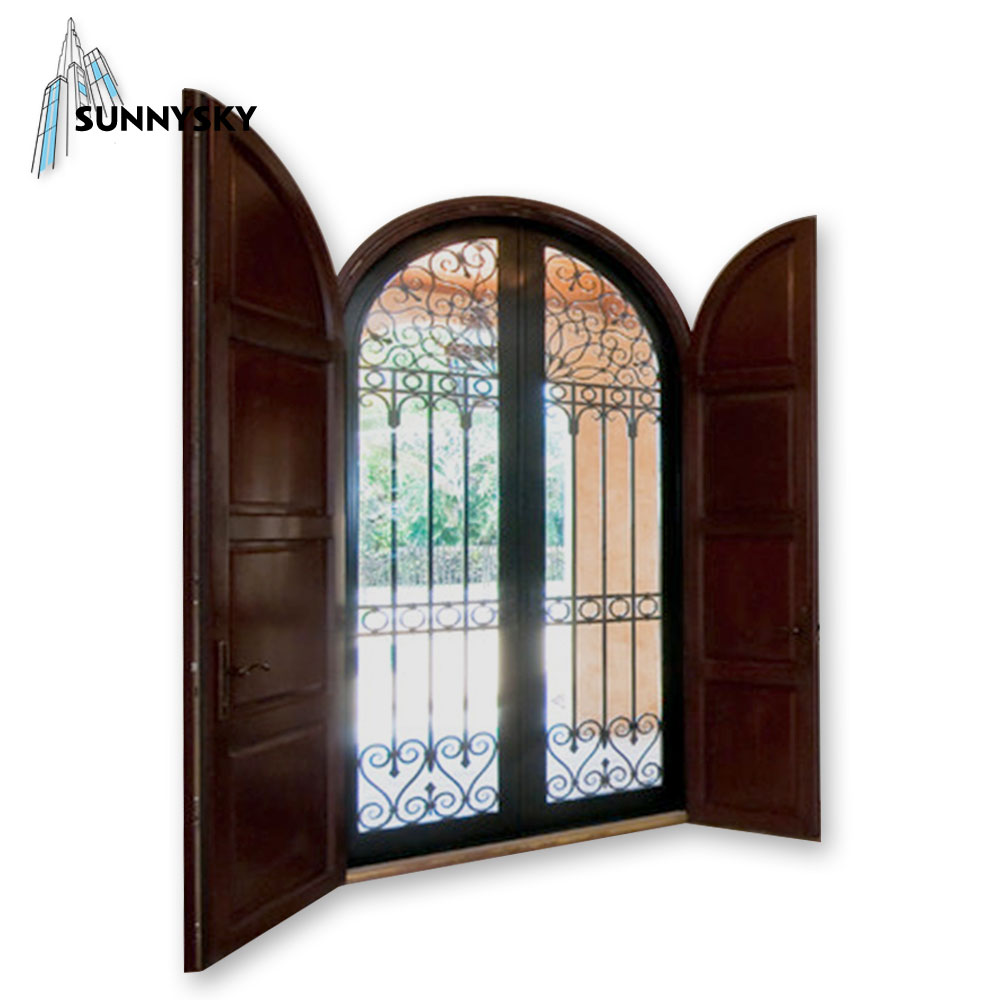 Hot sale pictures OEM customized ebay wrought front iron doors design with low price