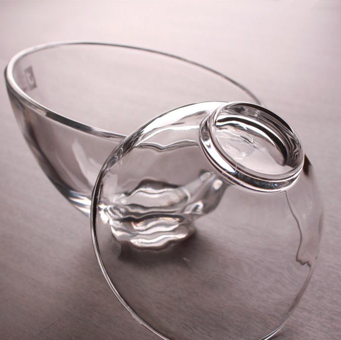 Slant Cut Glass Bowl,Glass Dessert bowl,Glass Terrarium glass salad bowl  with print