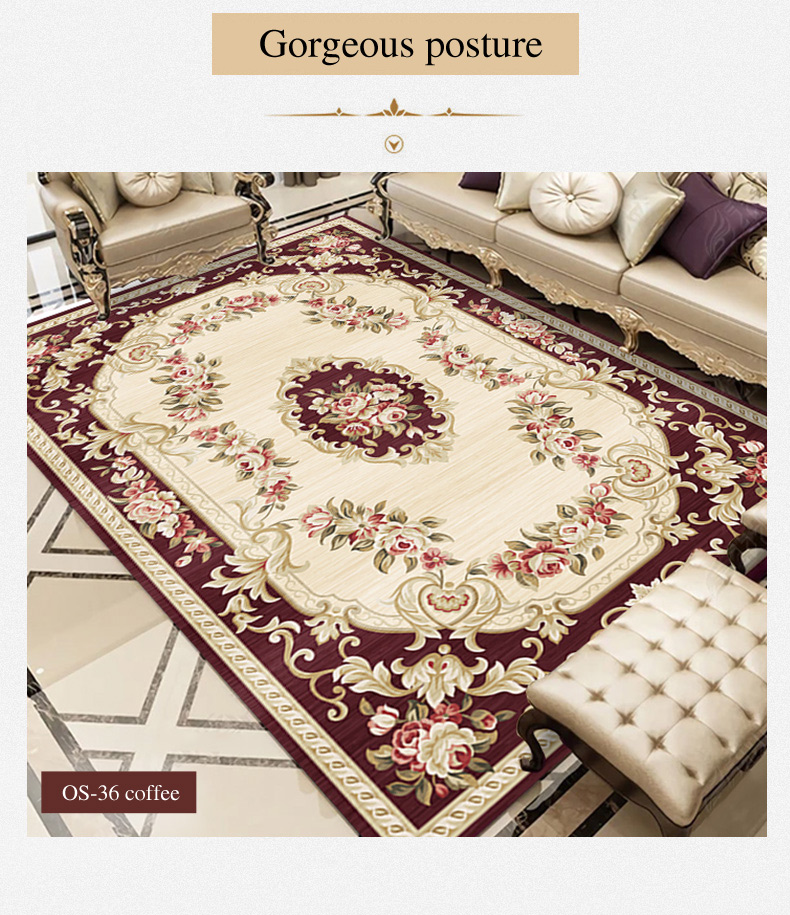 Customize Sizes Bottom Non-slip Design Polyester Fabricn Decorative Europe Style Home and Hotel Carpet