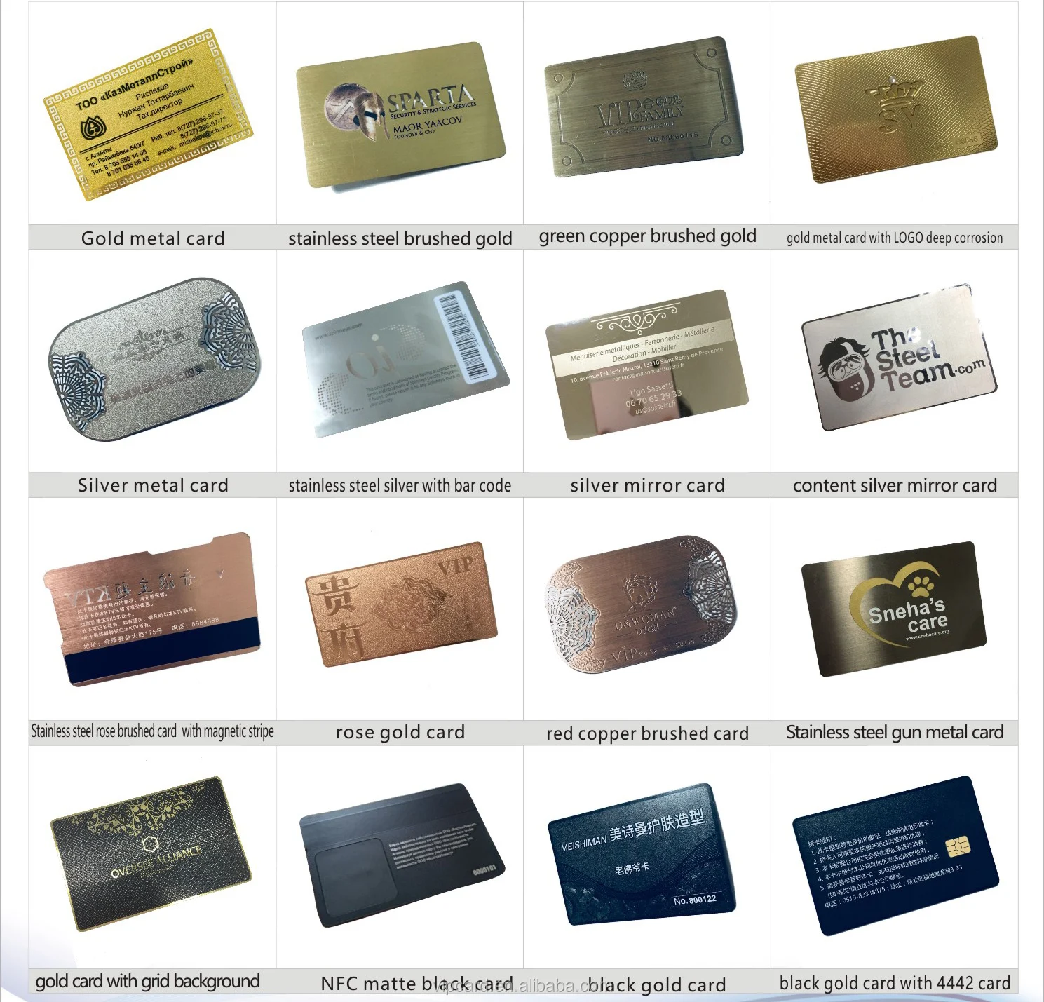 custom cr80 printing gold metal card brass business card