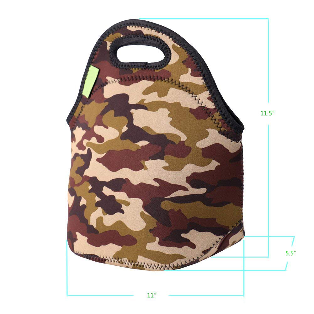 Sac fourre-tout isotherme isol&eacute; portable en n&eacute;opr&egrave;ne camouflage personnalis&eacute;