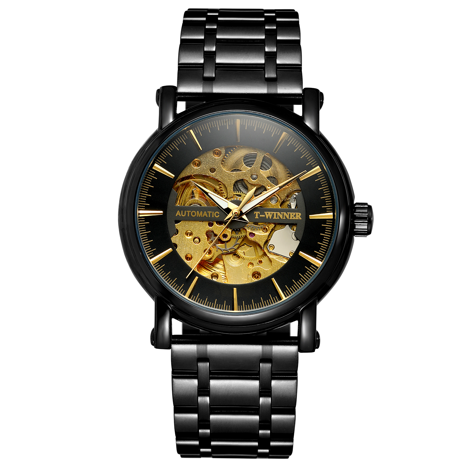 t-winner 时尚流行骨架手表男士自动机械机芯