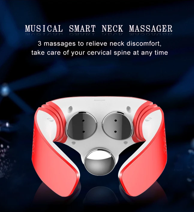 portable hand held car travel electric EMS pulse low frequency far infrared music supported massager of neck kneading massager