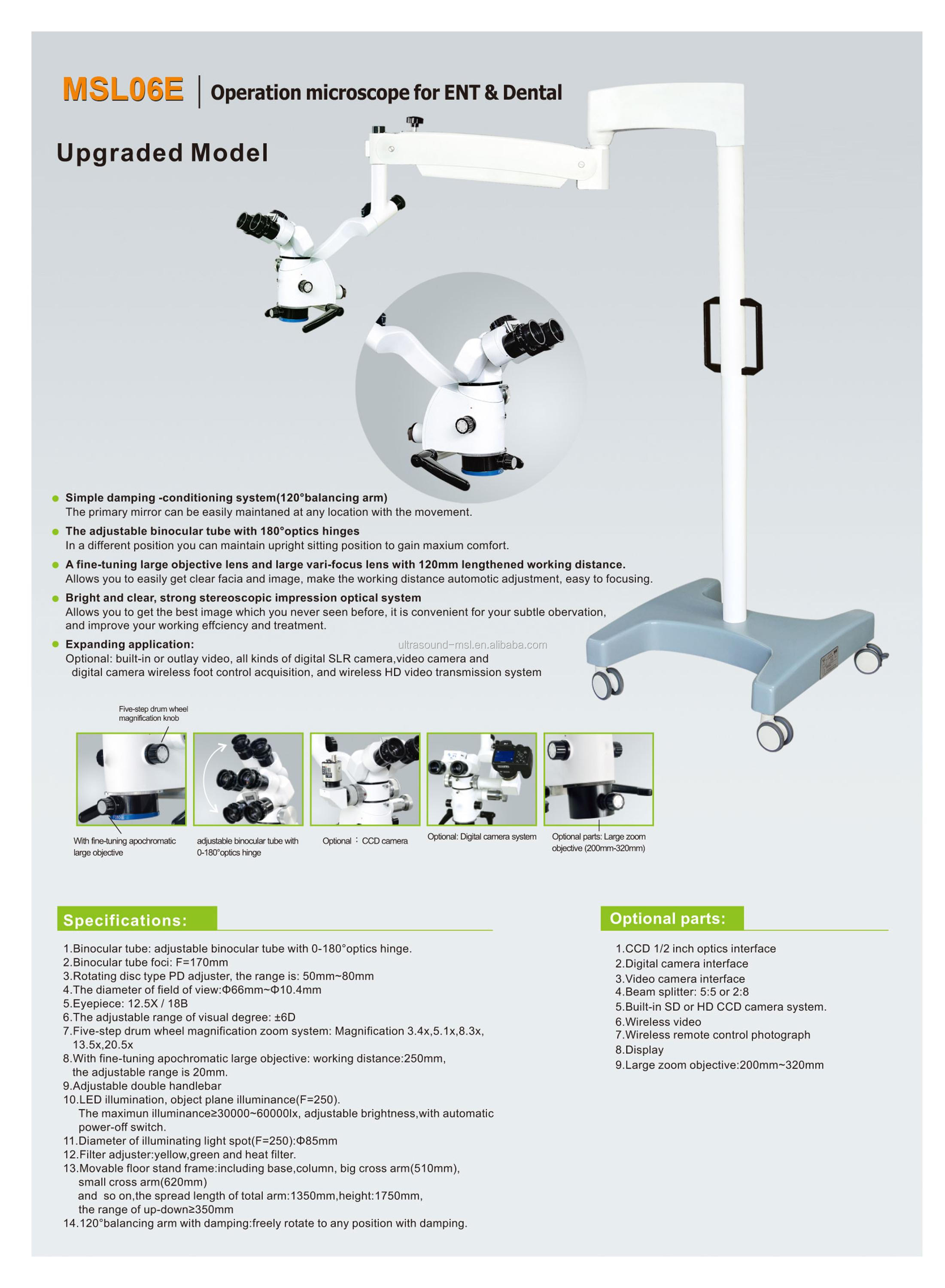Microscopio quirúrgico para equipos dentales / Microscopio de otorrinolaringología dental con cámara