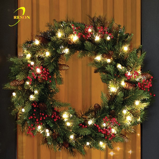 Decorative Round Christmas Wreaths With Led Lights