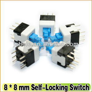 20 Pieces PS-22E05 6 Pin Self-locking Push Button Switch with Caps Blue