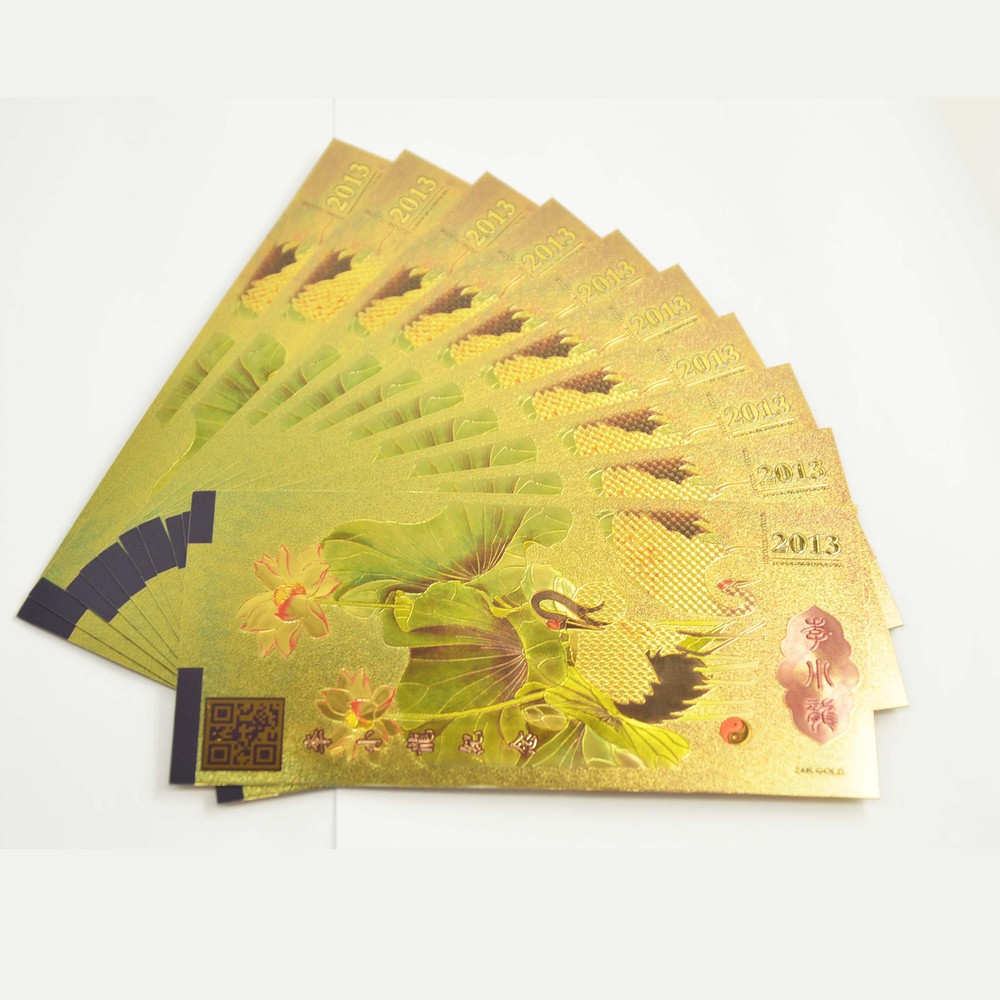 新来者功夫影星李小龙100彩色24k金箔钞票,李小龙金钞假钱作纪念