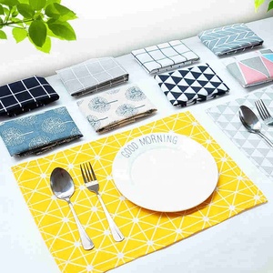 Fashion simple nordic INS style plaid kitchen linen rectangle dining table mat placemat