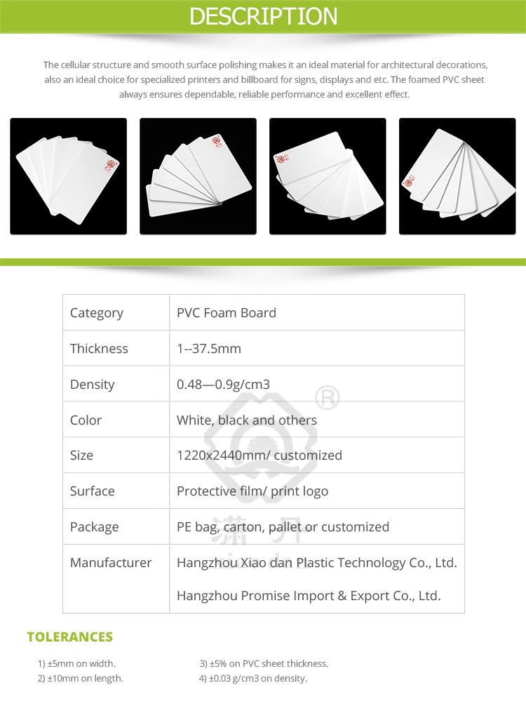 pvc sheet price pvc forex board for cabinets/advertising/construction