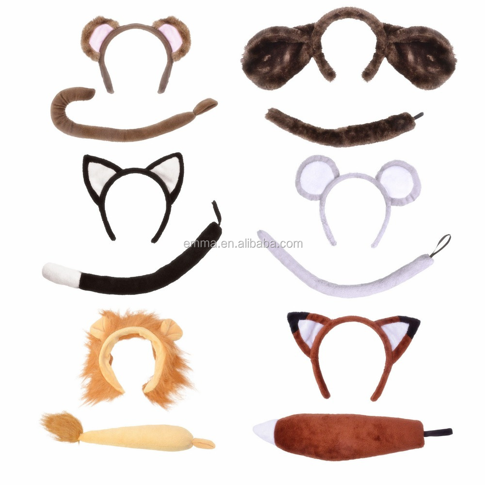 Meninas dos meninos da Criança Zoo Farm Animal Fancy Dress Traje Orelhas de coelho Headband Da Orelha e Da Cauda Set SA1038
