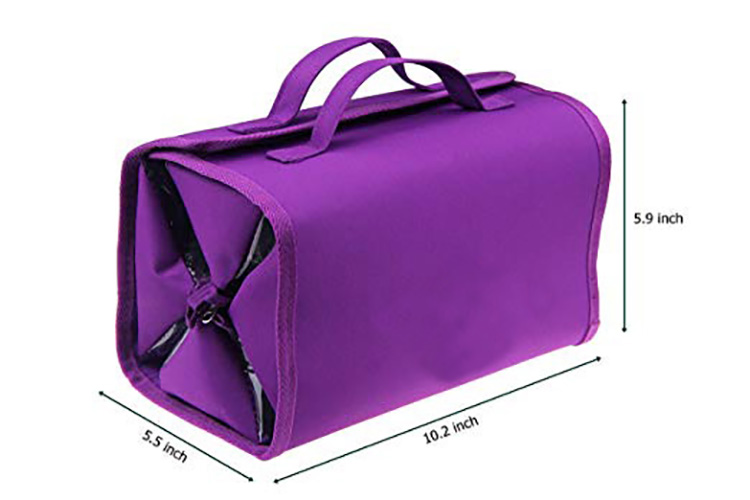 Borsa da toilette da appendere in 4 parti arrotolabile da donna con custodia in PVC staccabile