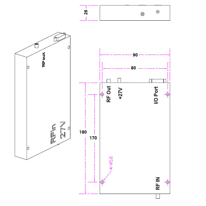100w Linear Rf Power Amplifier 330-340mhz 50dbi Long Range Pa Dc 28v