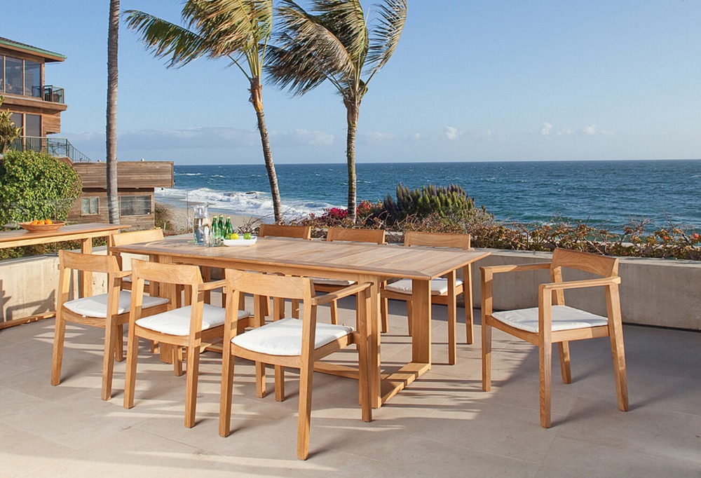 现代设计柚木户外木高清设计花园餐桌家具