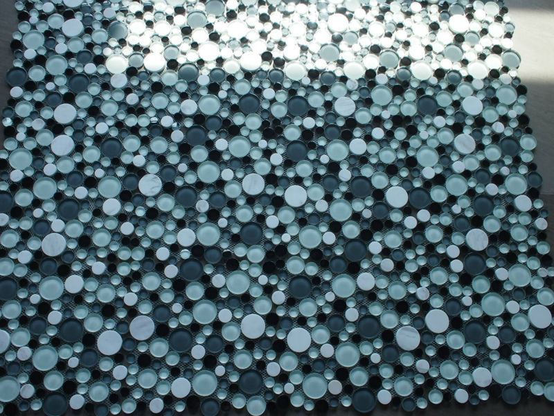 black and white Round Crystal Glass Mosaic