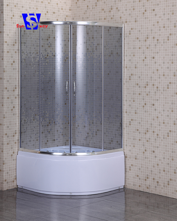 90x90cm Screen printing glass shower enclosure,simple shower room,big deep tray free standing shower enclosure