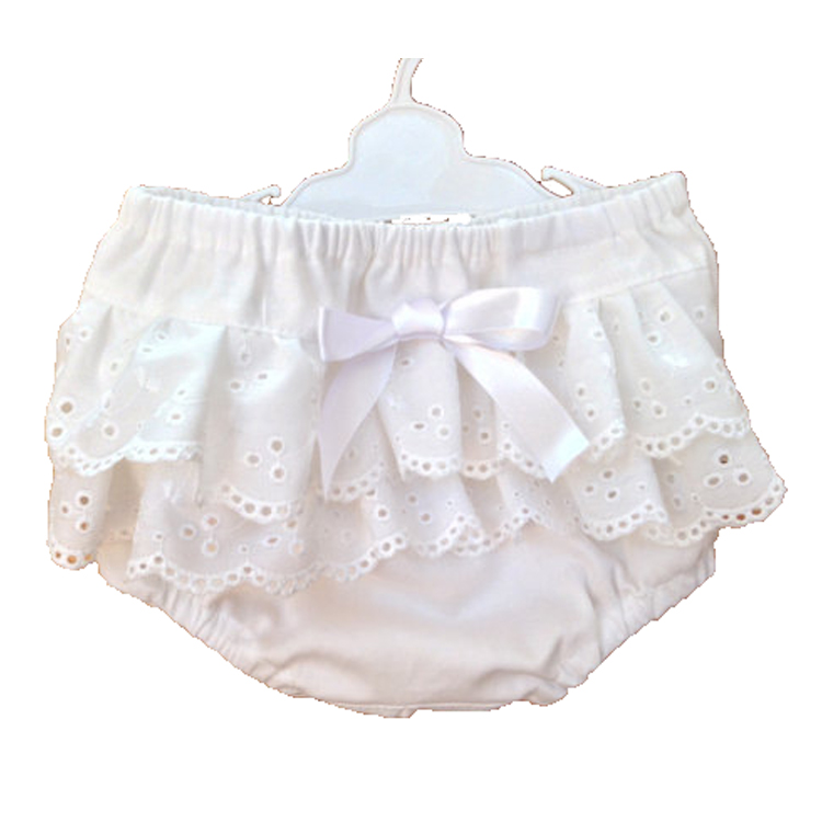 Белое детское хлопковое нижнее белье, чехол для подгузников, трусики для маленьких девочек с кружевом