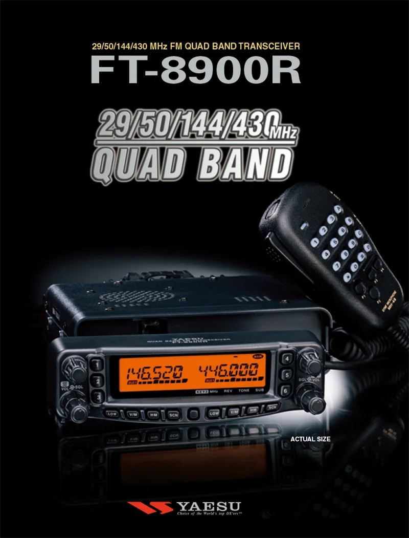 FT-8900R VHF UHF  Mobile Radio 2 way radio Quad Display Dual band Car radio 50W Yaesu Walkie talkie