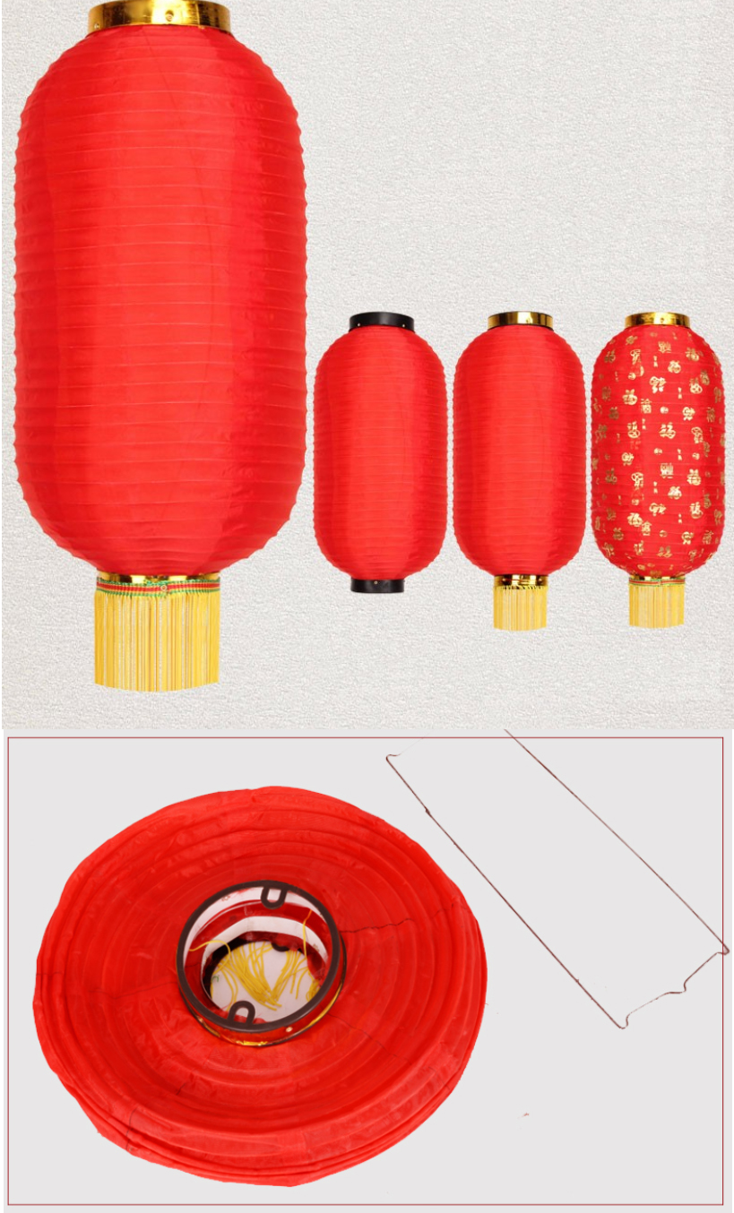 Traditional Chinese New Year Red Hanging Nylon Fabric Lantern