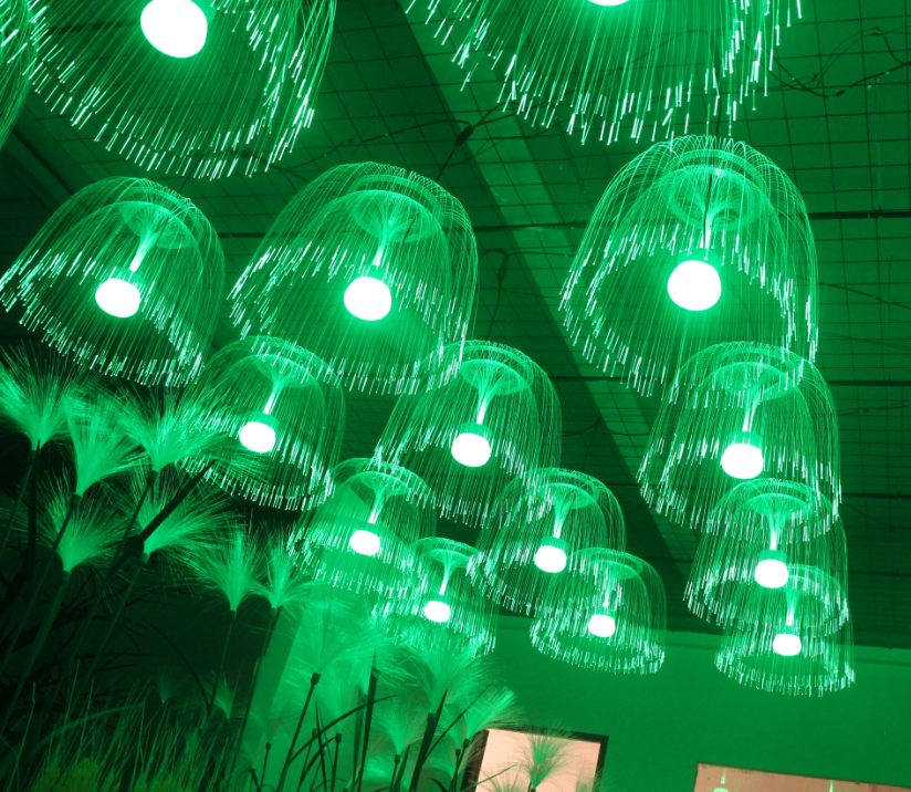 Beautiful event indoor outdoor Christmas holiday light decoration fiber optic jellyfish hanging lamp
