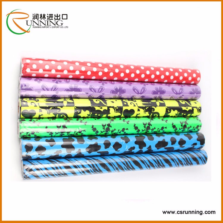 PVC self adhesive flock film, Covering wall paper in removable glue, plastic sticker roll for book cover