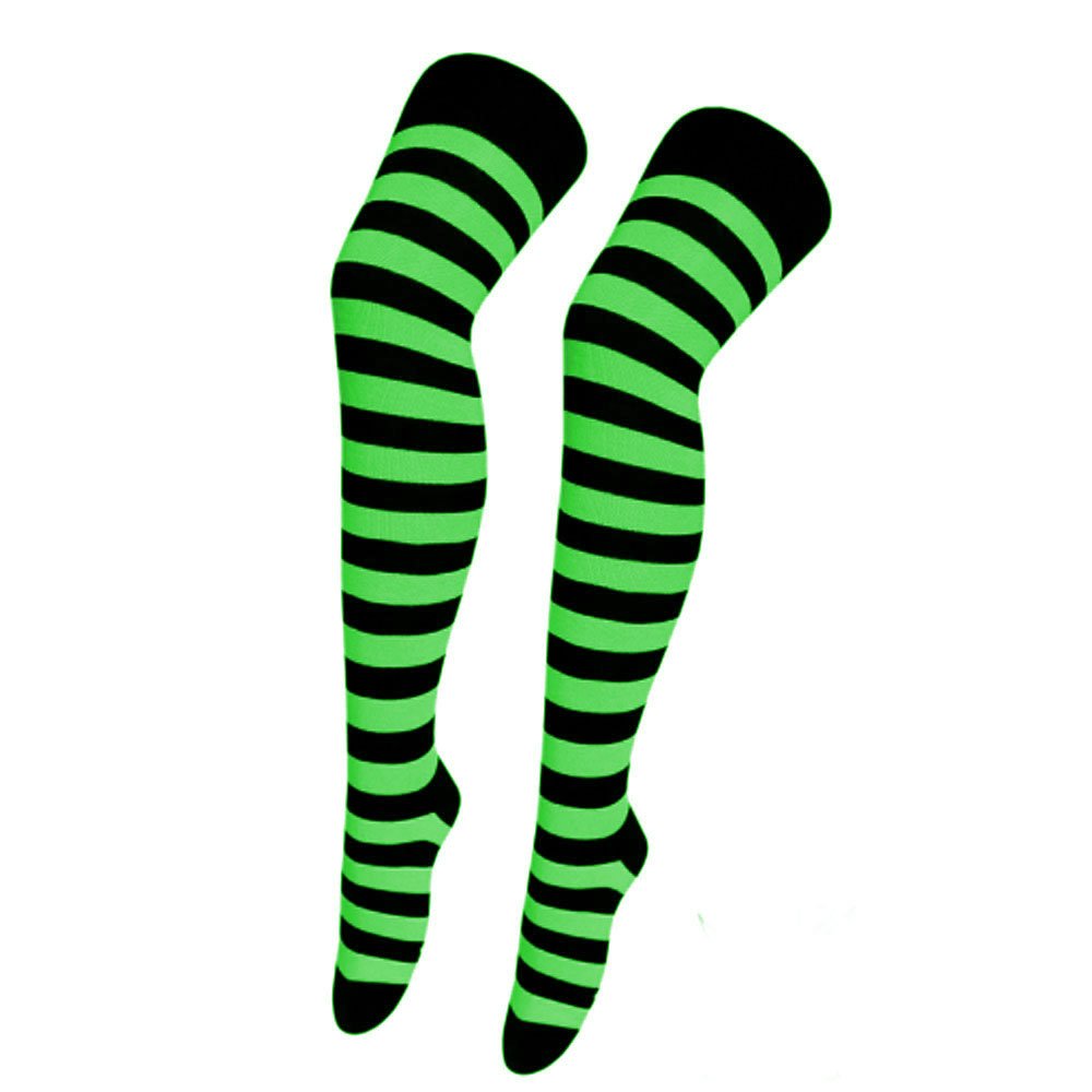 St. Patrick Stockings Green And Black Dacron Girls Party Striped Sexy Stockings