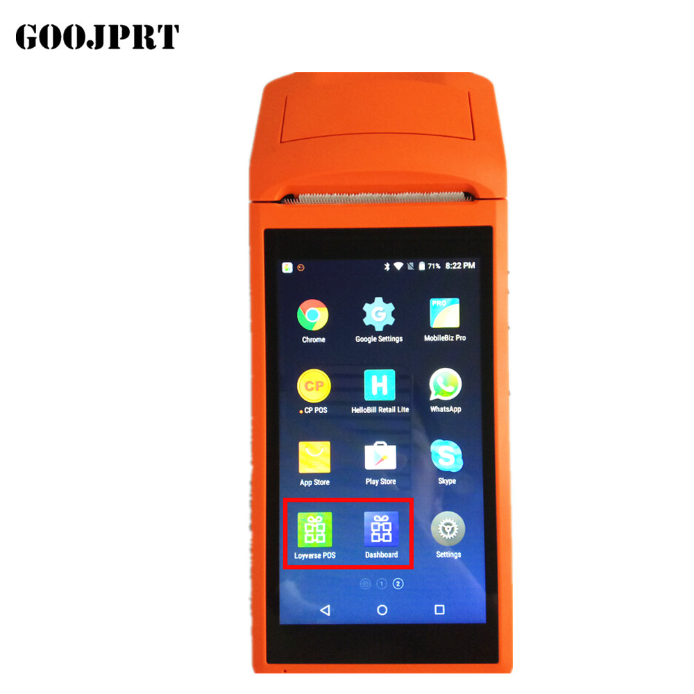 JP-Q2i 3G WCDMA WiFi Android 8.1 Handheld PDA with built in Mobile Thermal Printer