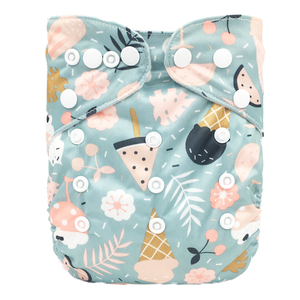 Best ecological Double row cloth diaper for babies PUL waterproof printed fabric washable reusable China manufacturer