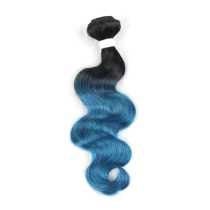 Cheap Price Cuticle Aligned Body Weave Human Hair Vendor, 1B Blue Ombre Color Virgin Brazilian Remy Hair 3 Bundles