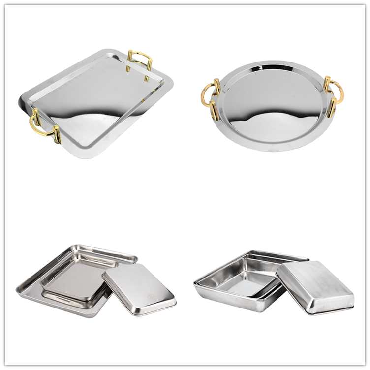 High Quality Copper Wedding Serving Dish Large Arabic Stainless Steel Serving Tray