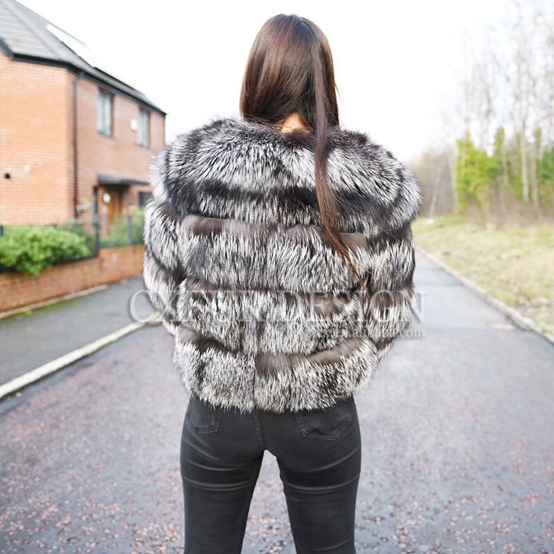 CX-G-A-11D Womens Clothing Genuine Real Fox Fur Jacket Fur Jaket