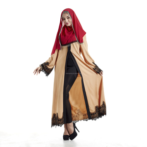 Front open Lace arab saudi dubai omani ladies beaded chiffon wool kaftan