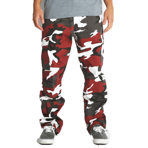 red camo cargo trousers