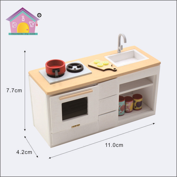 Wooden Dollhouse Miniatures Furniture Wholesale Dollhouse Furniture Kitchen 1/18 Scale