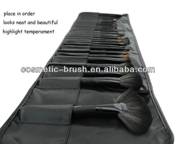 Black 2013 China Best Professional Makeup Brush Set Wood Handle Custom Logo Makeup Brushes/Brush 32 piece