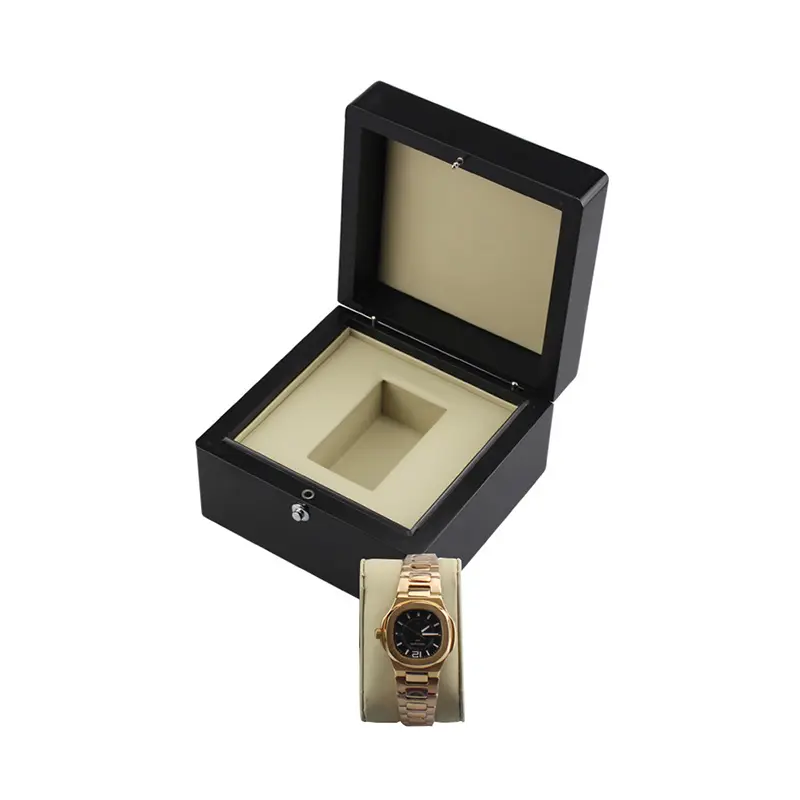 Wooden Box factory customized High Class Pu Leather Single Watch Box With Leather Pillow Holder Inside
