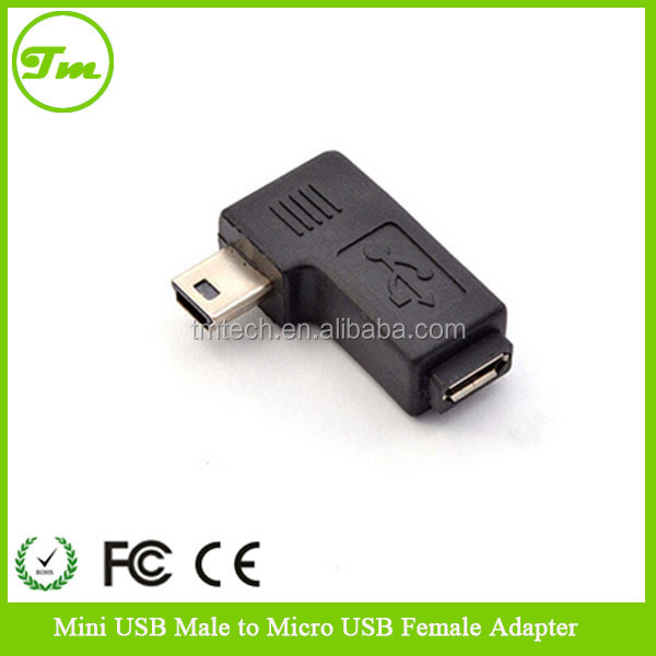 premium Mini USB Male Down Angle to Mini USB Female adaptor converters