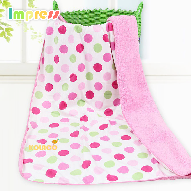 Мягкий 30 "x 40" волновой точки печатных новорожденного одеяло 2 слой коралловый флис одеяло