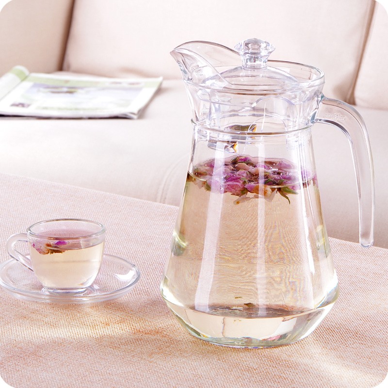 Promotion Gift Duck pot 1.3L Glass Pitcher with plastic lid,Drinking Beverage Jug,glass water jug