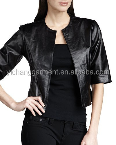 Genuine Leather Bolero Jacket for Corset Shrug Cropped Jacket Lined Black Red