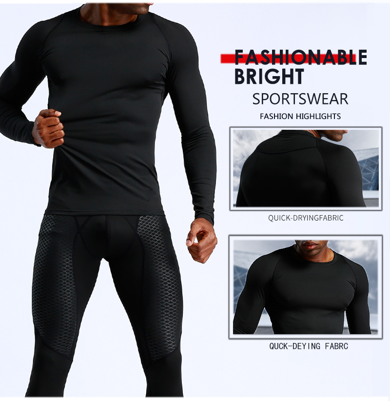 outdoor leisure basketball long sleeve t shirt quick-drying running training wear  men's tights
