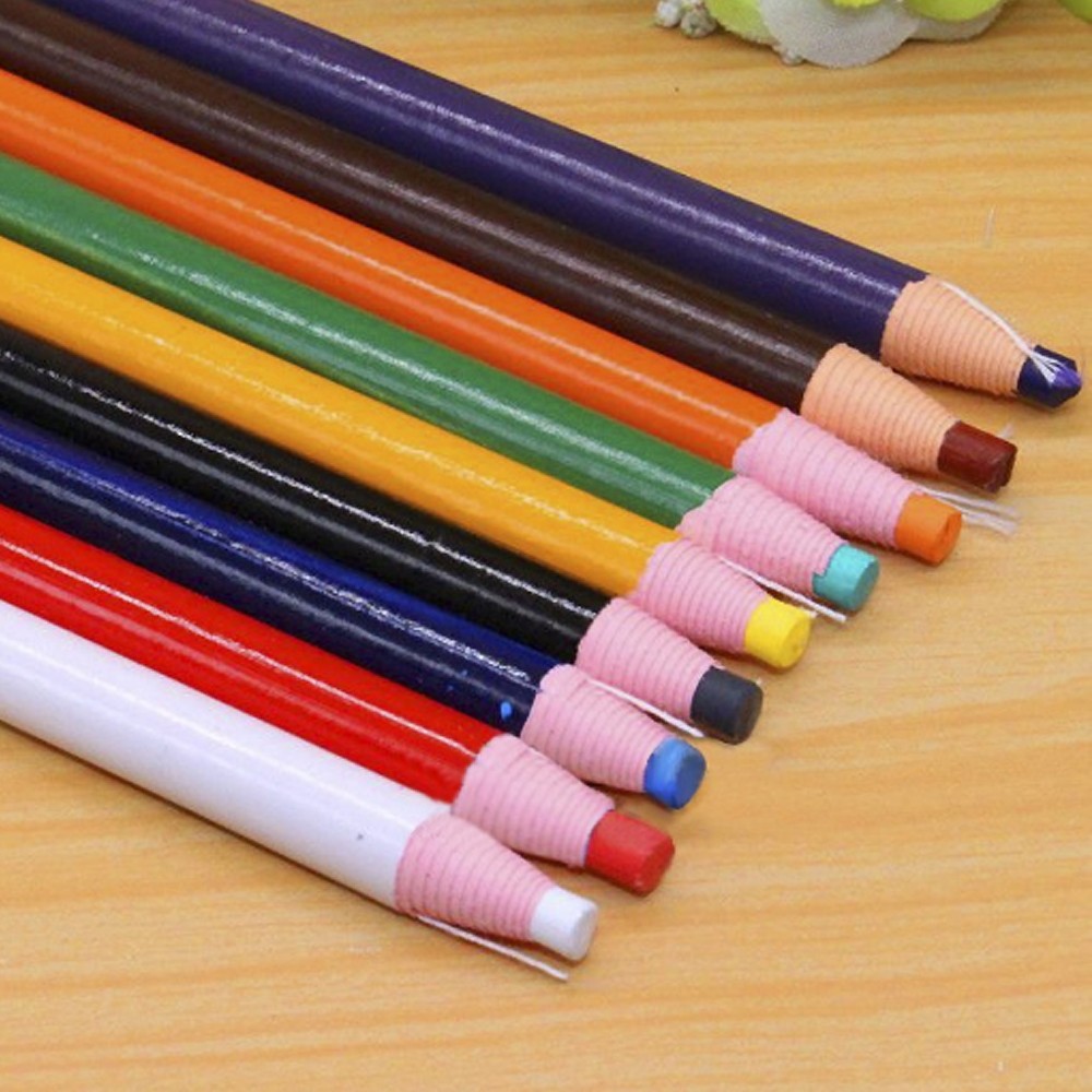 12 Pcs Assorted Colors Peel-Off China Marker Grease Wax Pencils For Glass, Garments, Cellophane, Fabric, Wood, Metal, Art Crayons Marking Pencils Paper Wrapped